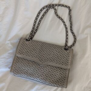 Rebecca Minkoff Studded Flap Bag Grey With Gunmetal Hardware